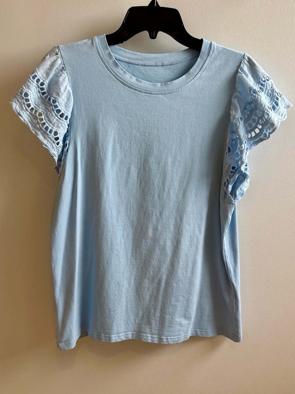 Light Blue Lace Sleeve Tee